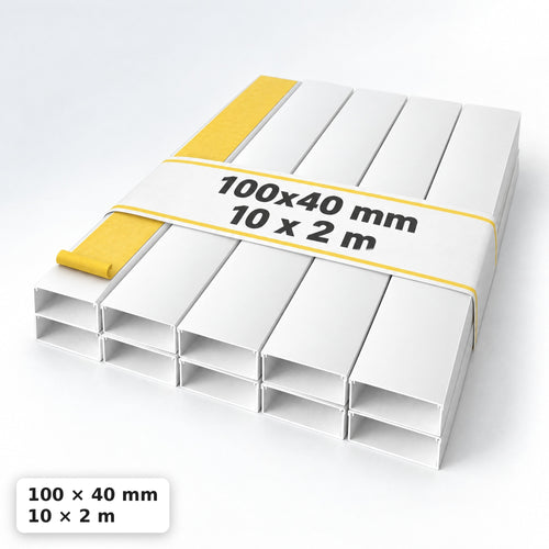 Korytko kablowe białe, kanał kablowy SobkoTEC 100x40mm 2m — samoprzylepny