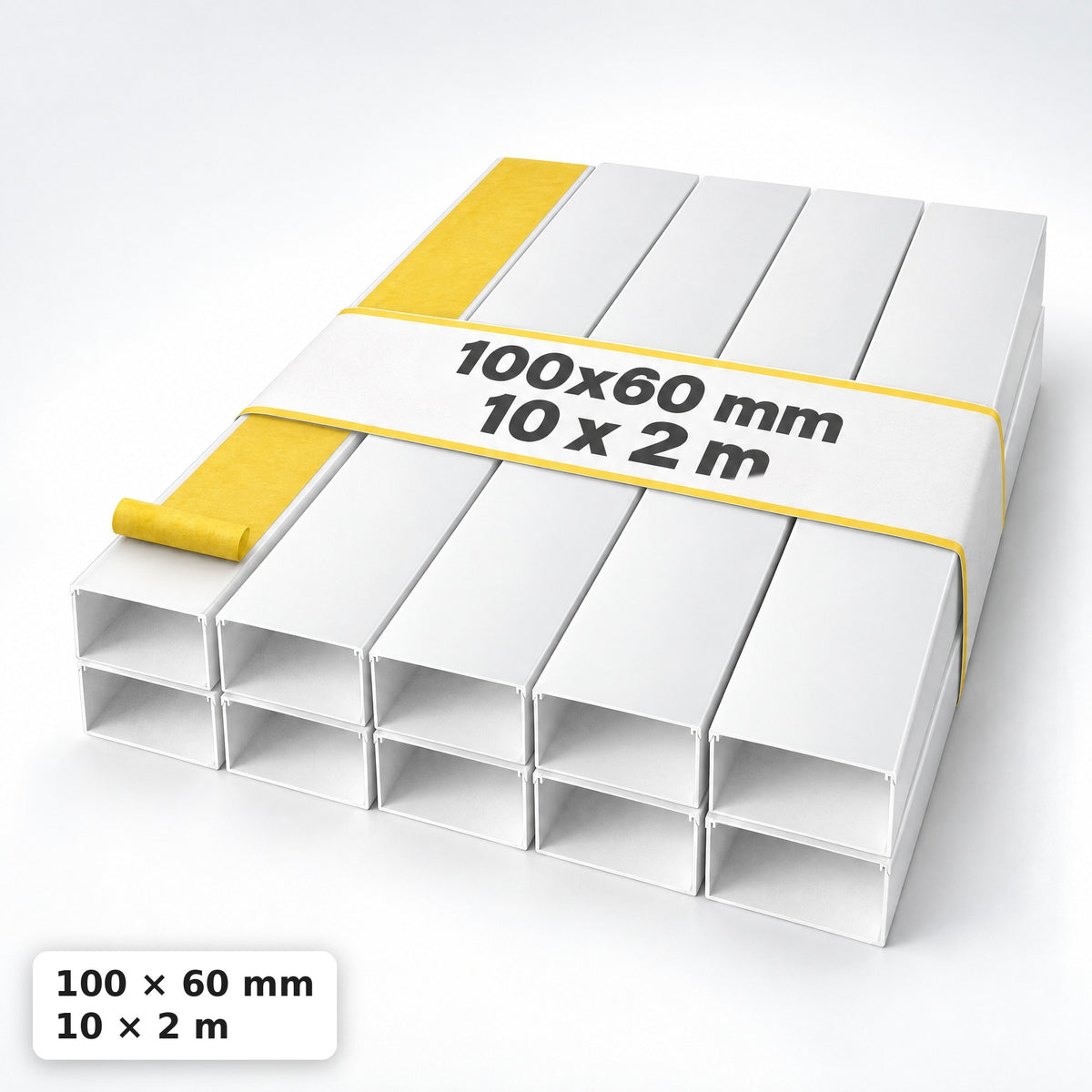 Korytko kablowe białe, kanał kablowy SobkoTEC 100x60mm 2m — samoprzylepny