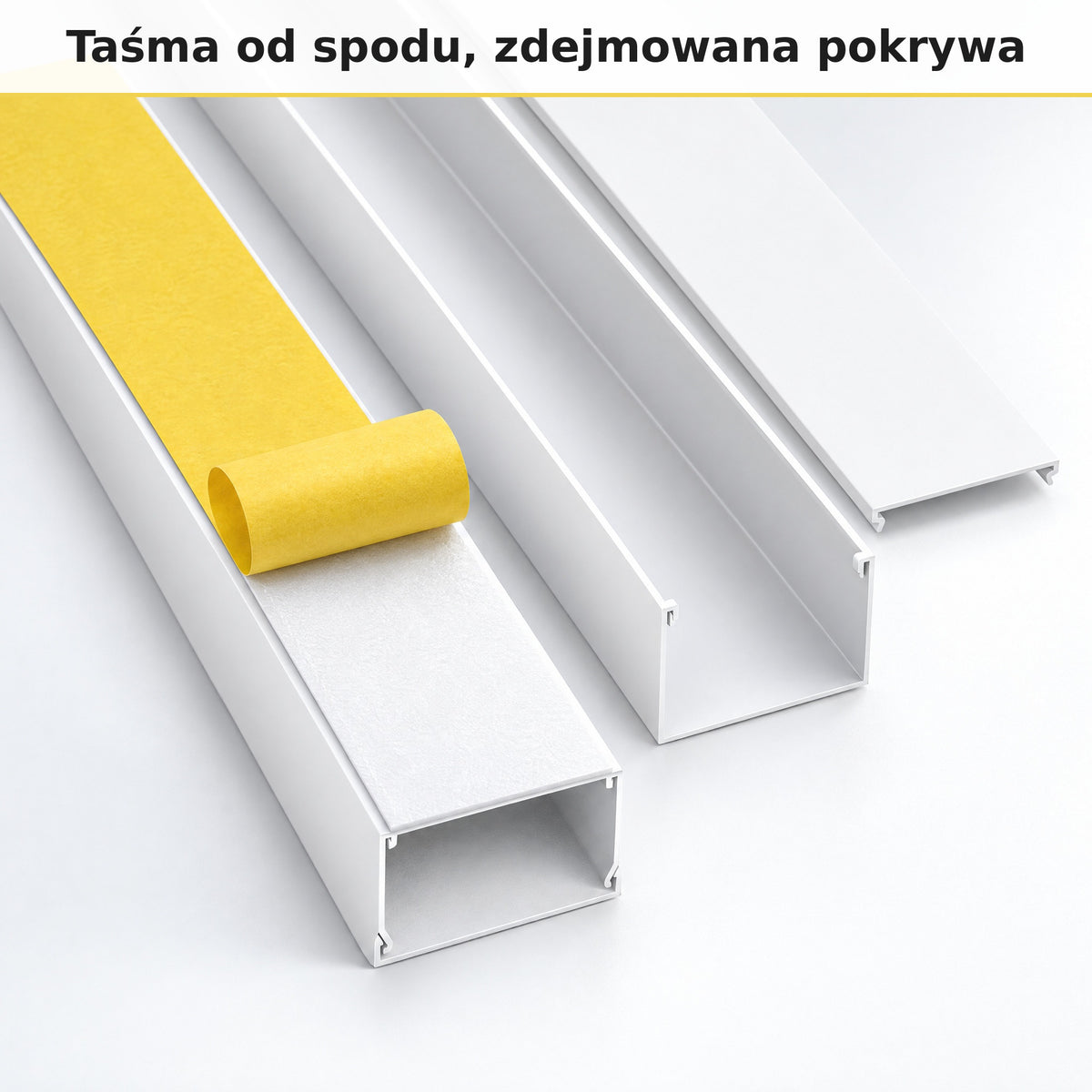 Korytko kablowe białe, kanał kablowy SobkoTEC 100x60mm 2m — kleić, nie wiercić
