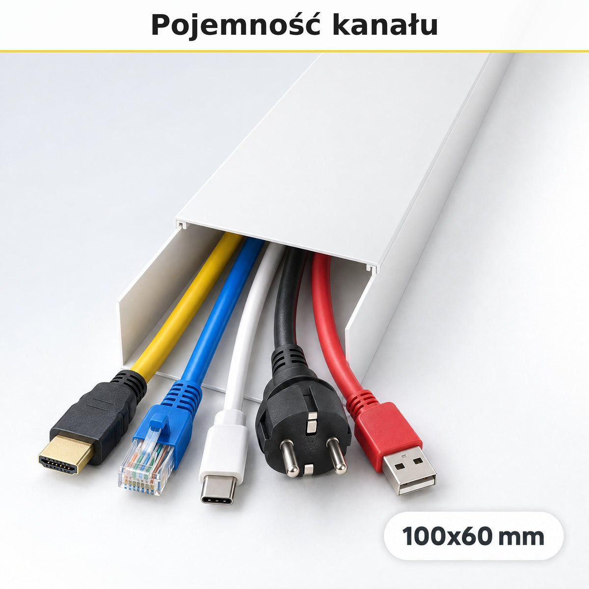 Korytko kablowe białe, kanał kablowy SobkoTEC 100x60mm 2m — ile kabli się zmieści