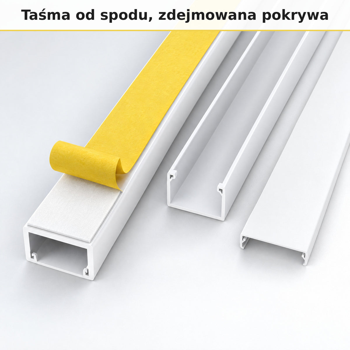 Korytko kablowe białe, kanał kablowy SobkoTEC 15x10mm 1m — kleić, nie wiercić