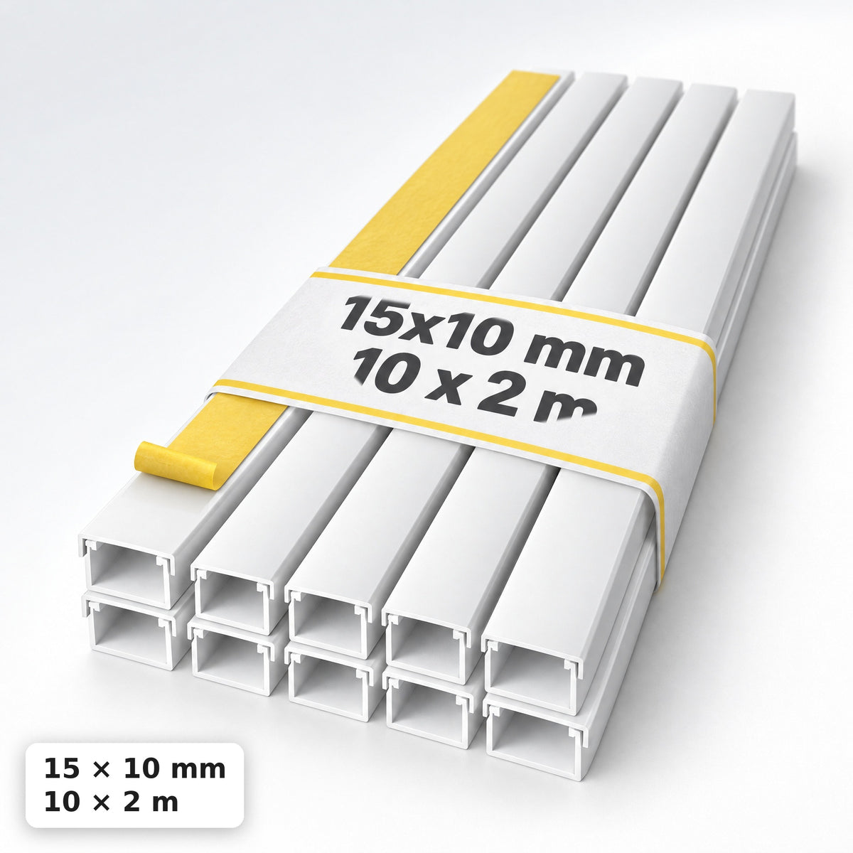 Korytko kablowe białe, kanał kablowy SobkoTEC 15x10mm 2m — samoprzylepny