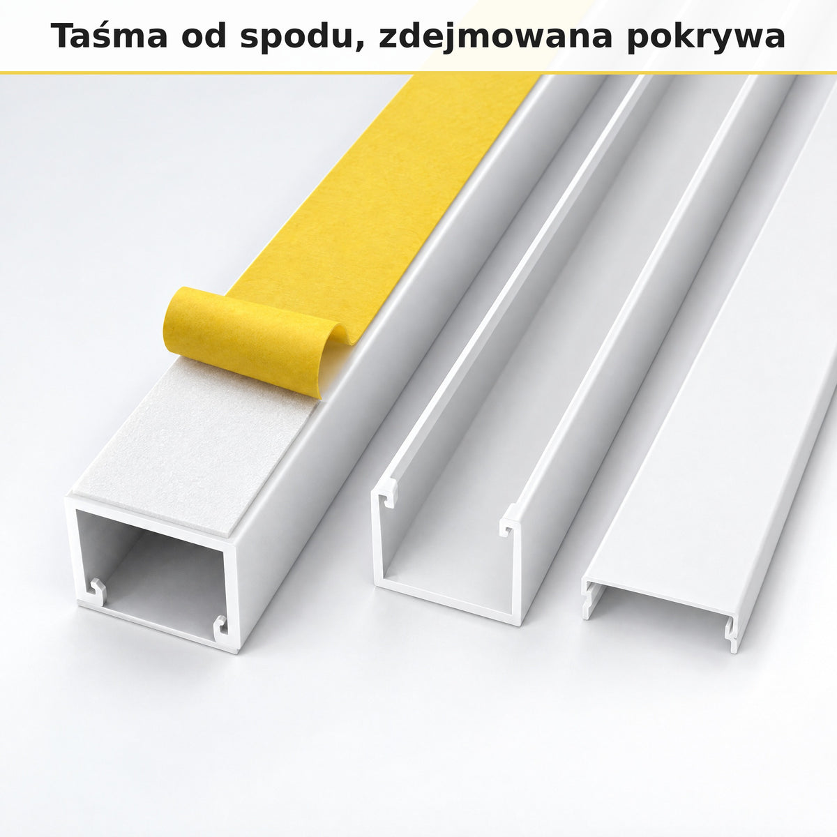 Korytko kablowe białe, kanał kablowy SobkoTEC 16x16mm 2m — kleić, nie wiercić