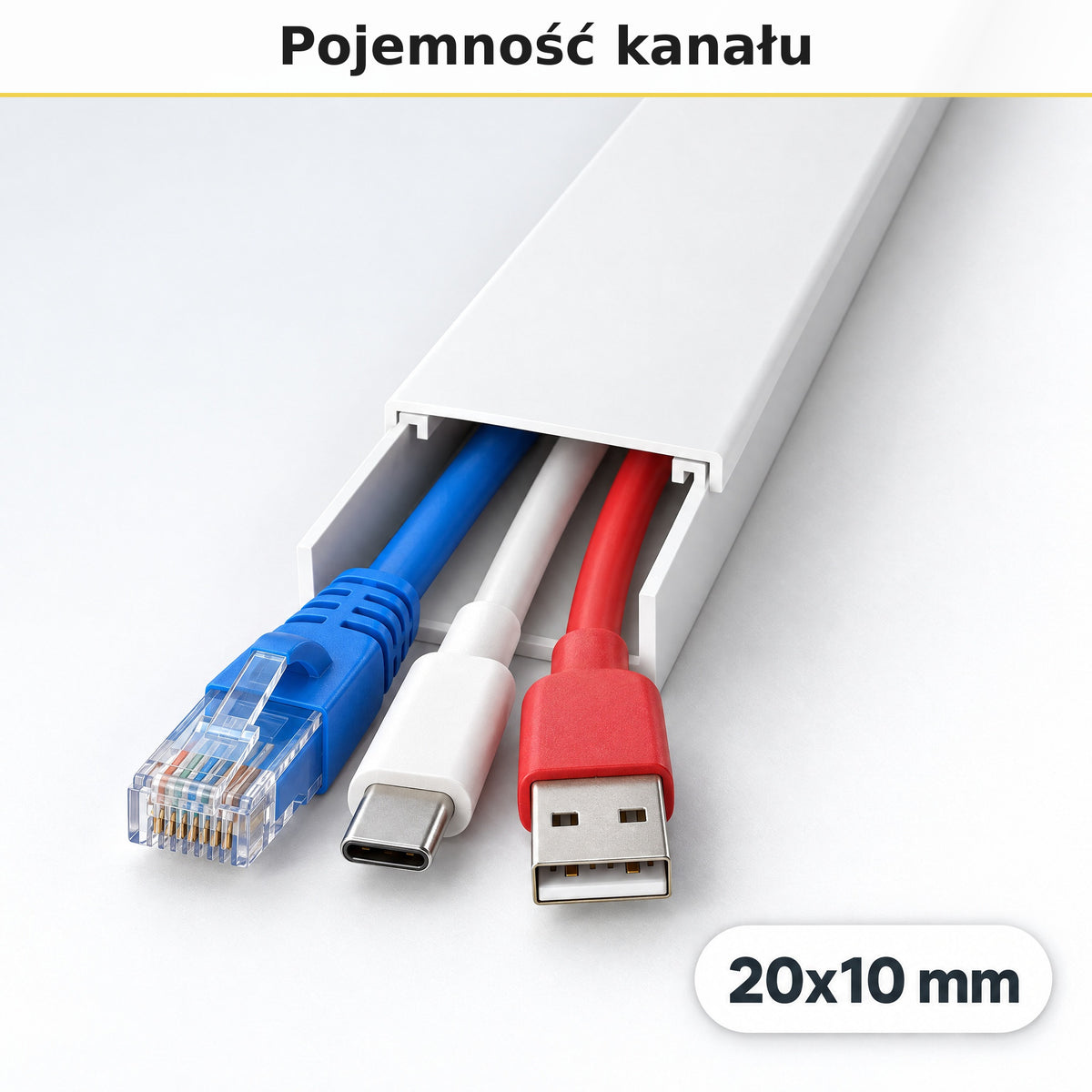 Korytko kablowe białe, kanał kablowy SobkoTEC 20x10mm 1m — ile kabli się zmieści