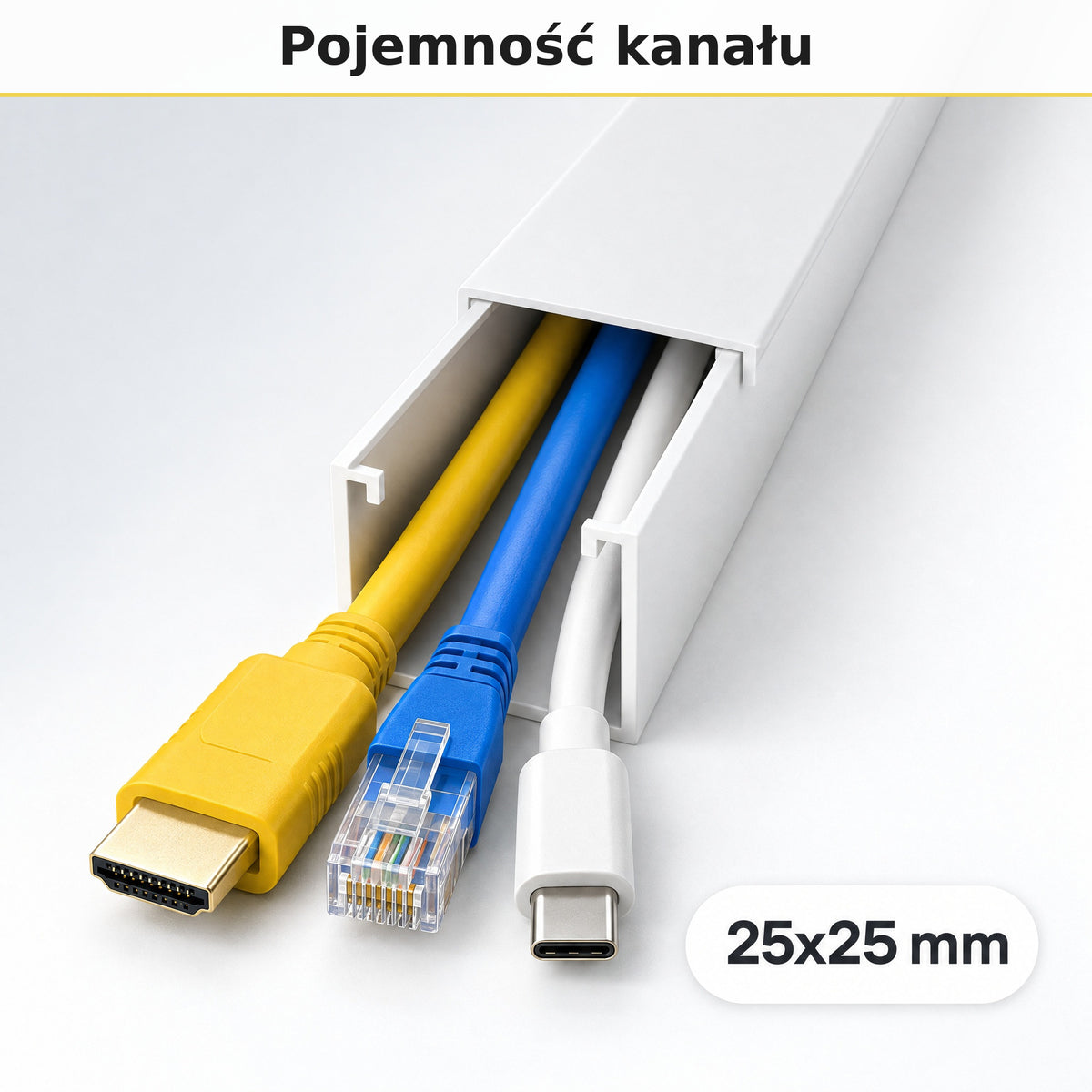Korytko kablowe białe, kanał kablowy SobkoTEC 25x25mm 1m — ile kabli się zmieści