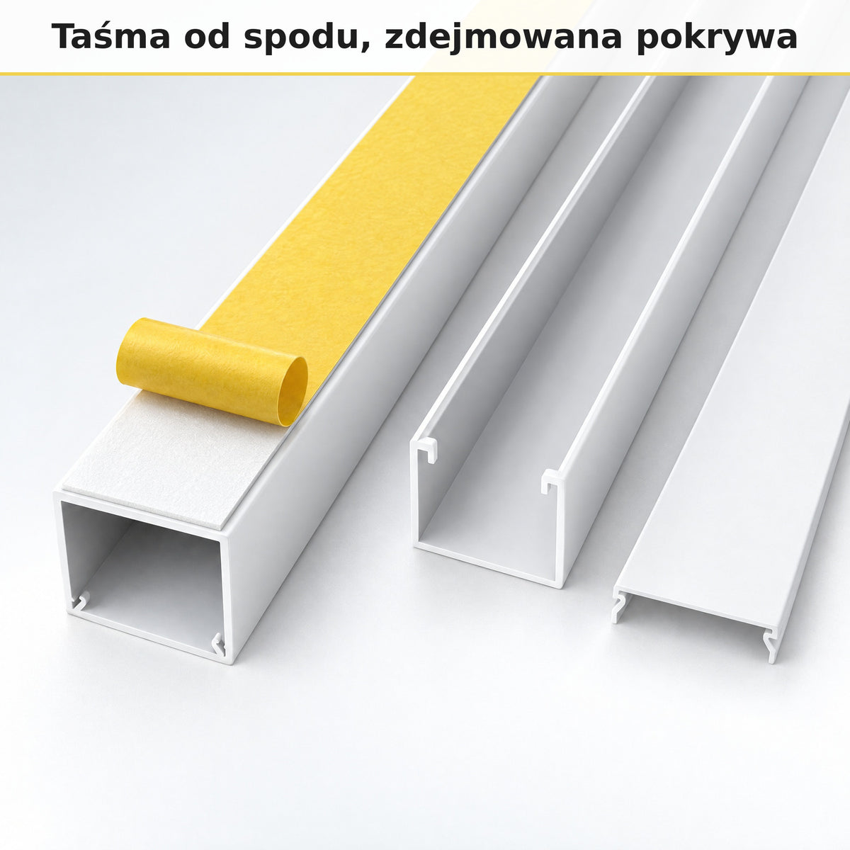 Korytko kablowe białe, kanał kablowy SobkoTEC 25x25mm 2m — kleić, nie wiercić