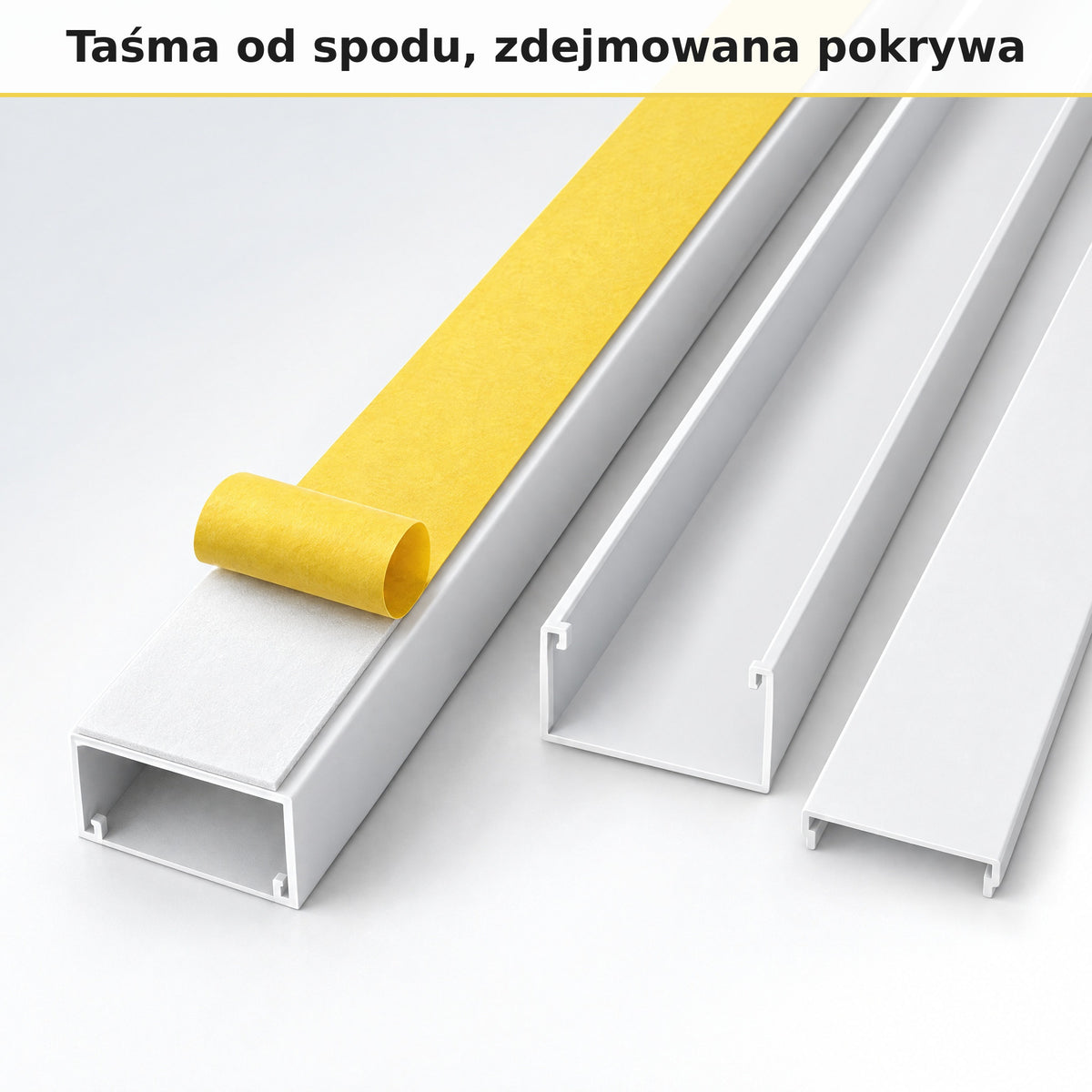 Korytko kablowe białe, kanał kablowy SobkoTEC 30x15mm 2m — kleić, nie wiercić