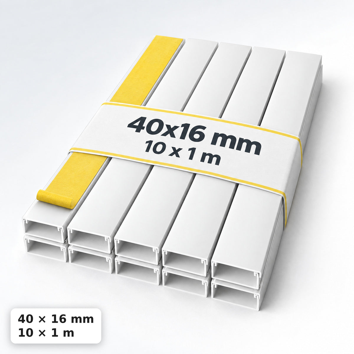 Korytko kablowe białe, kanał kablowy SobkoTEC 40x16mm 1m — samoprzylepny